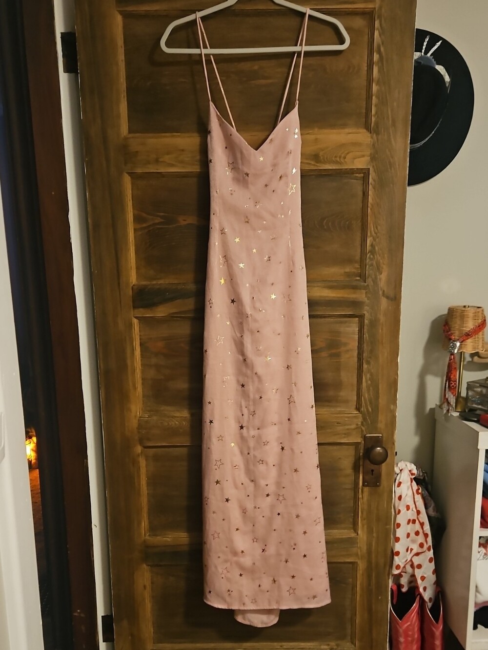 Nasty Gal Pink Maxi Slip Dress with Gold Star Accents - NWT